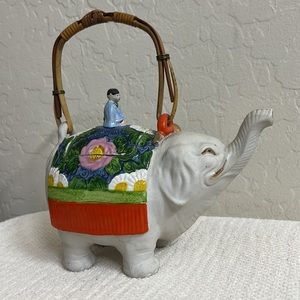 Elephant and Man Japanese Banko Ware Elephant Teapot